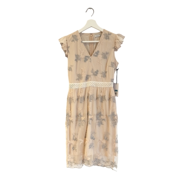 NWT Dex Light Peach chiffon Dress with pastel flowers size XS - Picture 3 of 11